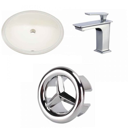 19.5 W CUPC Oval Undermount Sink Set In Biscuit, Chrome Hardware